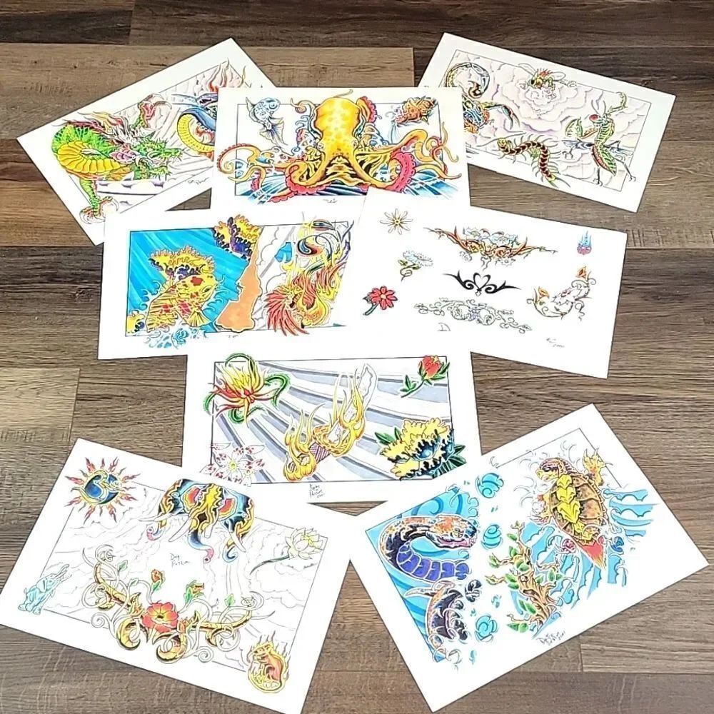 Doug Patrum tattoo flash art Set of 8